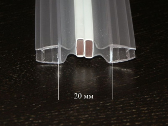 Магнитный уплотнитель на стекло двери, белый, длина 100 см. стекло 6 мм