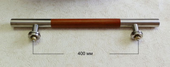 Ручка на два отверстия для стеклянной двери 400 мм. Вставка под дерево