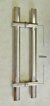 Ручка на два отверстия для стеклянной двери 390 мм. Матовый хром